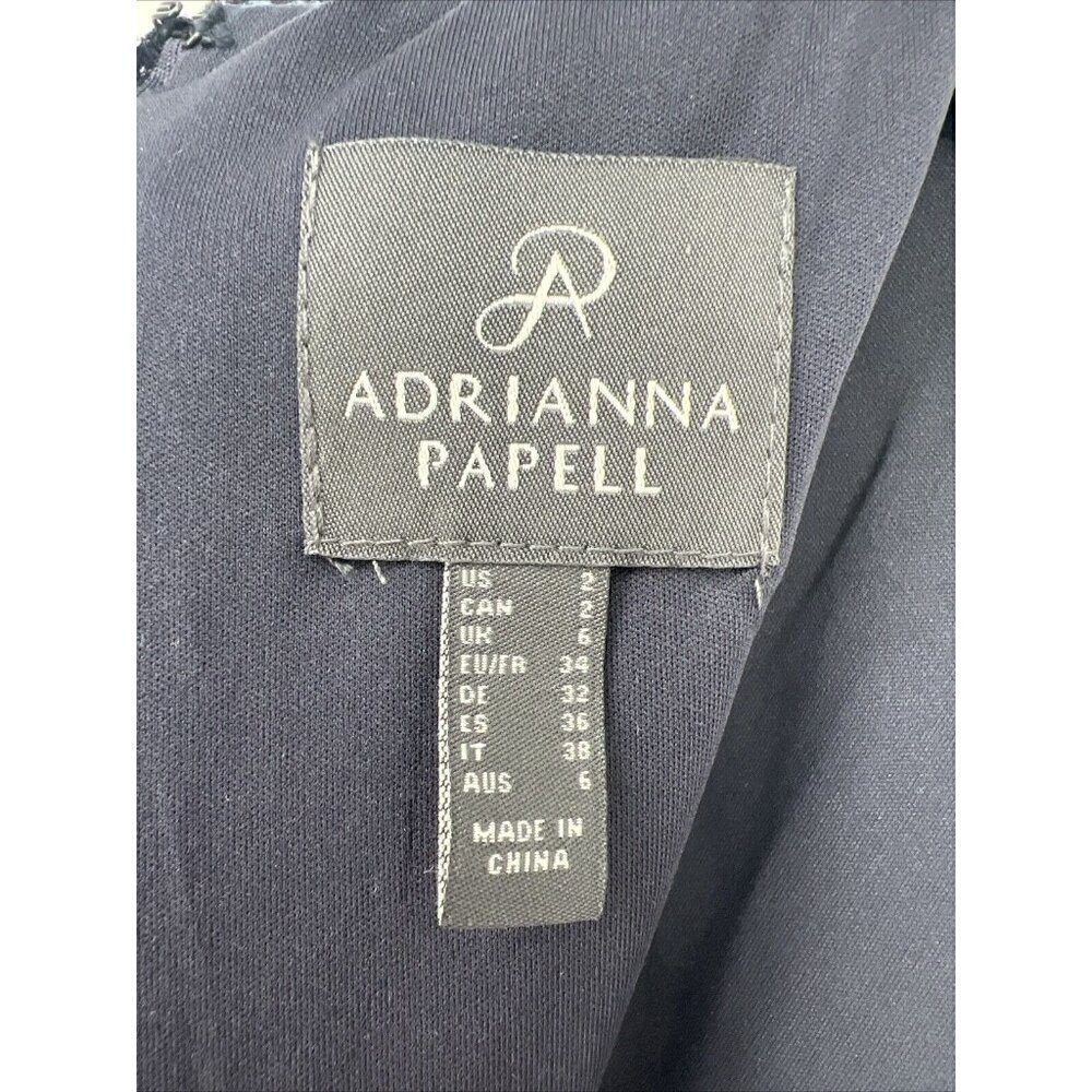Adrianna Papell Womens 2 Navy Floral Burnout Velvet Long Blouson Dress Gown New - Picture 11 of 16